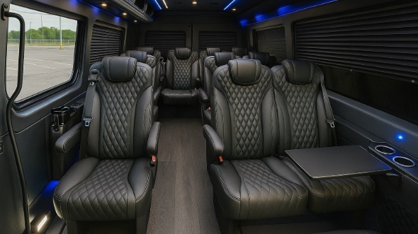 Interior of Charter Bus Company Allentown's 15 Passenger Minibus in Allentown