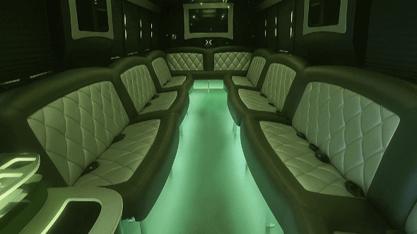 Interior of Charter Bus Company Elizabeth's 30 Passenger Party Bus in Elizabeth